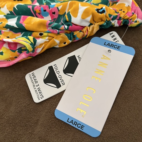 Anne Cole *NWT* Convertible High Waist Shirred Swim Bottom, Sunshine Floral - Picture 12 of 15